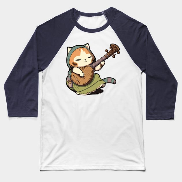 Chibi Bard Cat Baseball T-Shirt by Fantasy Cats Designs